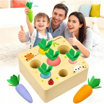 Dřevěná hračka DŘEVĚNÁ DOVEDNOSTNÍ HRA MONTESSORI MRKVE PRO DĚTI DÁREK