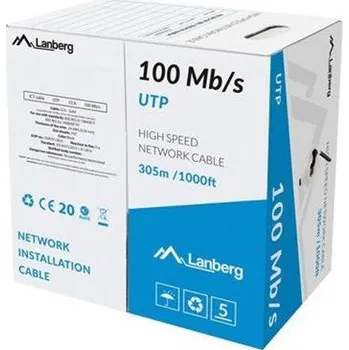 Síťový kabel LANBERG LAN KABEL UTP 305M PEVNÝ CCA ČERNÝ LCU5-10CC-0305-BK