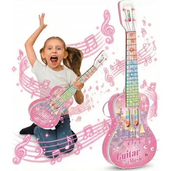 Hudební nástroj pro děti INTERAKTIVNÍ KYTARA PRO DĚTI SVÍTÍCÍ UKULELE HRAČKA HUDEBNÍ NÁSTROJ