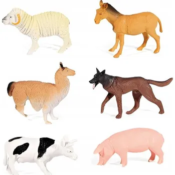 Figurka SADA FIGUREK DOMÁCÍ ZVÍŘATA FARMA 6 KS KRAVIČKA PRASÁTKO KONÍK PEJSEK