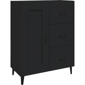 Koupelnový nábytek Černá boční skříňka 69,5 x 34 x 90 cm, materiál na bázi dřeva, železo