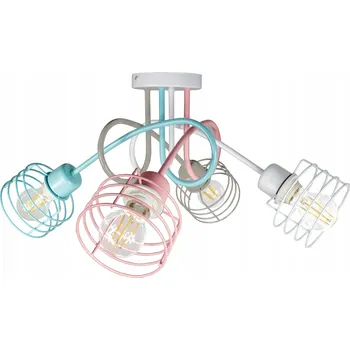 Závěsné stropní svítidlo lustr EDISON 4 žárovky do pokoje mátová modrá