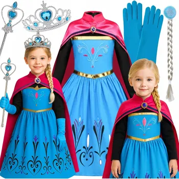 Karnevalový kostým KOSTÝM KOSTÝM ŠATY ELSA ELZA LEDOVÉ KRÁLOVSTVÍ NA KARNEVALOVÝ PLES 110 116 CM