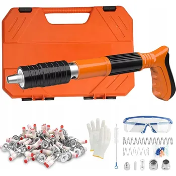 Hřebík MINI RUČNÍ OCELOVÁ PISTOLE NA HŘEBÍKY SE 100 HŘEBÍKY A KUFRÍKEM