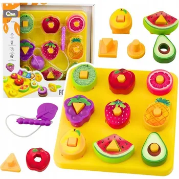 Hračka pro nejmenší Vzdělávací skládačka pro děti Geometrické ovoce Provlékačka