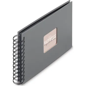 Fotoalbum Hama album klasické spirálové FINE ART 24x17 cm, 50 stran, kamenná šedá, černé listy