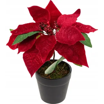 Vánoční dekorace VÁNOČNÍ HVĚZDA V KVĚTINÁČKU REALISTICKÁ VÁNOČNÍ HVĚZDA