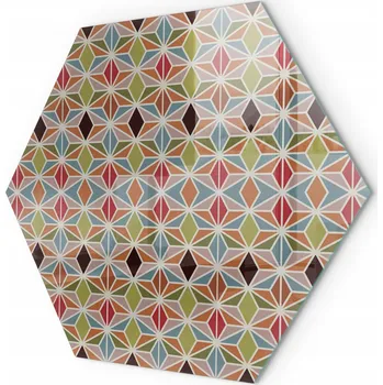 Obraz Skleněná podložka pod krb Kamna s kozou, mnohoúhelníkové vzory v síťce h40