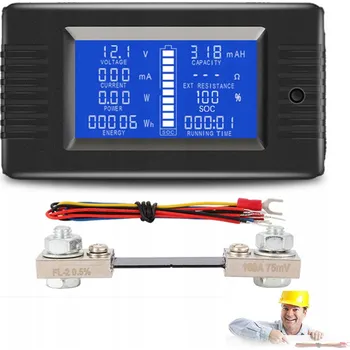 PANELOVÝ AMPÉRMETR VOLTMETR 100A 260V MĚŘIČ NAPĚTÍ A PROUDU DC LCD