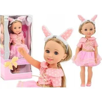 Panenka Růžové Šaty Panenka s dlouhými vlasy, čelenka s kartáčem 38 Cm