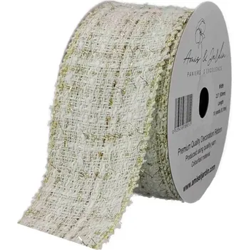 Stuha Stuha pletená s drátkem bílá bez potisku 9.1 m