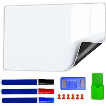 MAGNETICKÁ TABULE 40X80CM PET SAMOLEPICÍ 6 MAGNETŮ 3 POPISOVAČE HOUBIČKA