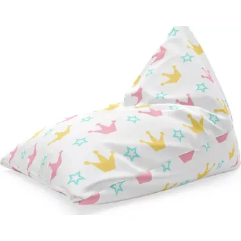 Sedací pytel Sablio Sedací vak Triangl Růžové korunky na bílé: 120 x 100 x 100 cm