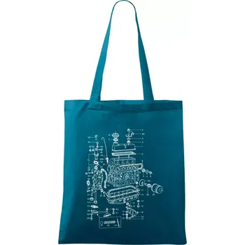 Motor škoda 105-136 - Taška bavlněná - 42 x 38 cm ( Petrolejová )