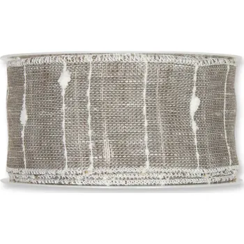 Stuha Poloprůhledná stuha lněný vzhled šedá 50mm x 8m