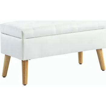 HOMCOM Lavice s úložným prostorem, čalouněná lavice s víkem, lavice na spaní se sametovým vzhledem, do předsíně ložnice obývacího pokoje, kaučukovník 102 x 35 x 43 cm Bílá