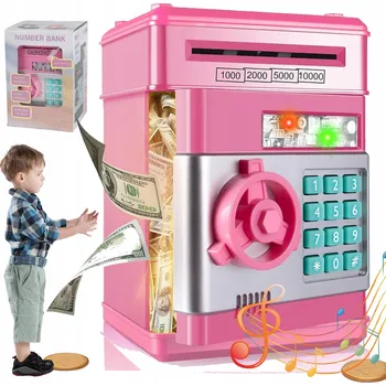 Obraz POKLADNIČKA SEJF S PRÁTKO NA BANKOVKY A MINCE KÓD ELEGANTNÍ DÁRKY