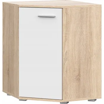 Komoda Rohová komoda 58 cm dub sonoma bílá do obývacího pokoje/kanceláře Fun KD-5