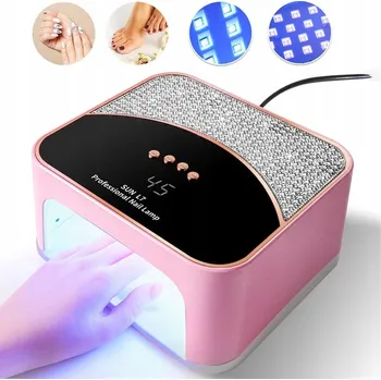 UV lampa na nehty LAMPA UV LED NA NEHTY 45 LED 4 REŽIMY SENZOR HYBRIDNÍ GELY RŮŽOVÁ
