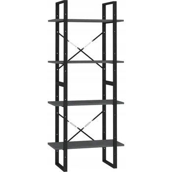 regál Industriální regál se 4 policemi z masivního borovicového dřeva, šedý, 60x30x140 cm