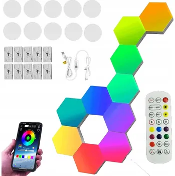 Nástěnné svítidlo Šestiúhelníková LED nástěnná svítidla RGB 10 KUSŮ S DÁLKOVÝM OVLÁDÁNÍM