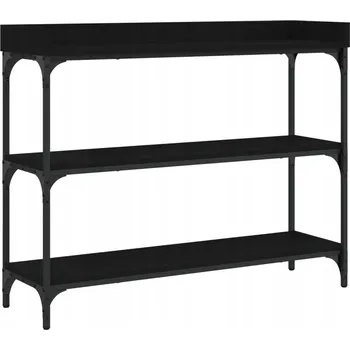 Konferenční stolek Konzolový stolek černý 100 x 30 x 80 cm s kovovým rámem a nastavitelnými nůž