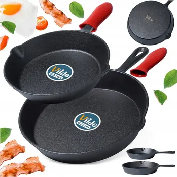 Pánev 2x Litinová pánev na plyn, indukci, gril, oheň i do trouby 20+25 cm