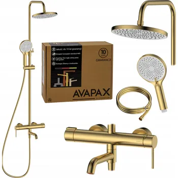 Sprchový set Sprchový panel s baterií, nastavitelný, zlatá kartáčovaná dešťová sprcha