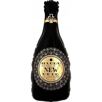 Balónek Fóliový balónek Láhev "Happy New Year" SILVESTR, NOVÝ ROK