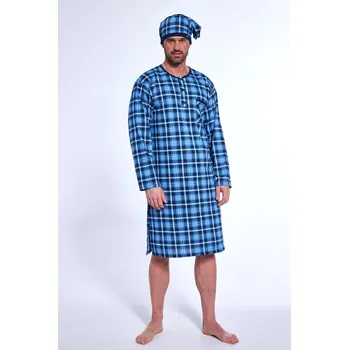 Cornette Pánská noční košile z bavlny- s dlouhým rukávem, Modrá 5XL i170_PM-110-5XL-279701-33