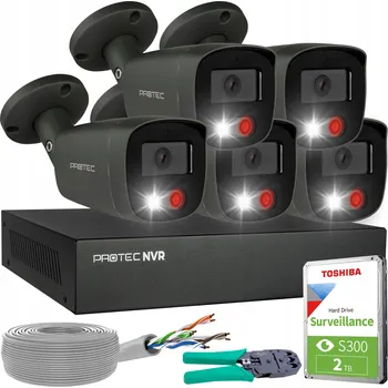 IP kamera Sada monitoringu 5 IP kamer PoE Full Color detekce lidí 5Mpx HDD grafit