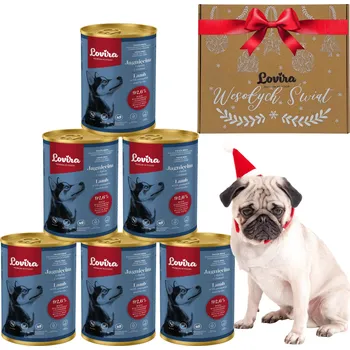Krmivo pro psa 6x Krmivo pro psy – Jehněčí, vlhké krmivo v konzervě + vánoční balení