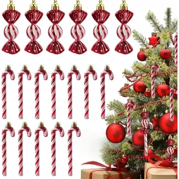 Vánoční dekorace SADA PŘÍVĚSKŮ LÍZÁTKA BONBÓNY NA VÁNOČNÍ STROMEČEK VÁNOČNÍ ozdoba vánoční baňky 18 KS