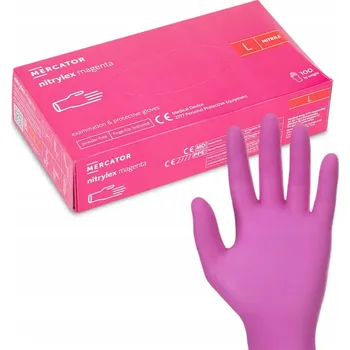 Pracovní oblečení 100x Nitrilové rukavice Na Jedno Použití Silné Ochranné Mercator Magenta L