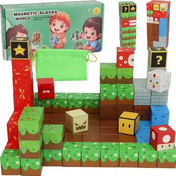ostatní stavebnice Stavebnice magnetické stavební kostky STAVEBNICE velké vzdělávací kostky 100 dílků