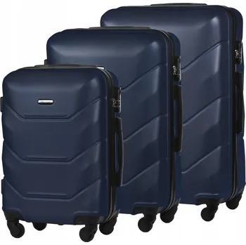 SADA 3v1 PEVNÝCH CESTOVNÍCH KUFRŮ BAGAŻ KOMPLET TMAVĚ MODRÁ A227 ABS