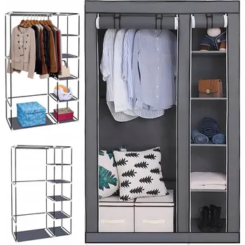 Šatní skříň Skříň Bedee Skříň z tkaniny 107 x 170 x 42,5 cm beton tmavý