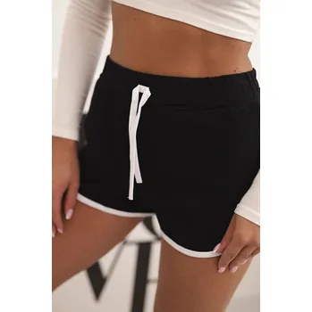 Dámské kalhoty Dámské bavlněné šortky s elastickým pasem a sportovním lemem černé UNI