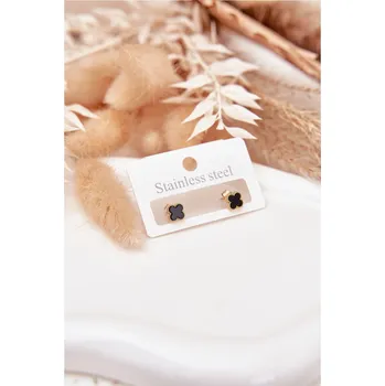 Dámská halenka Malé náušnice z nerezové oceli Černo-zlaté univerzální
