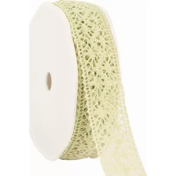 Stuha Bavlněná háčkovaná stuha 22 mm x 10 m zelená