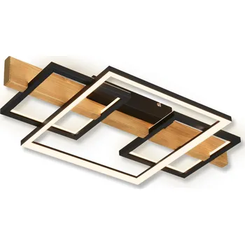 BRILONER Cadre LED stropní svítidlo, přímé a nepřímé osvětlení, 3-krokové spínání, 3 rámy, dekor dřeva, 55x30 cm, černá/dřevo 3840014