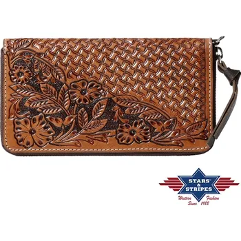 Peněženka Stars and stripes Zdobená kožená peněženka 05 hnědá