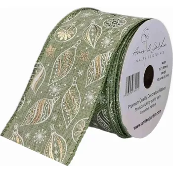 Stuha Stuha jutová s drátkem zelená vánoční ozdoby 9.1 m