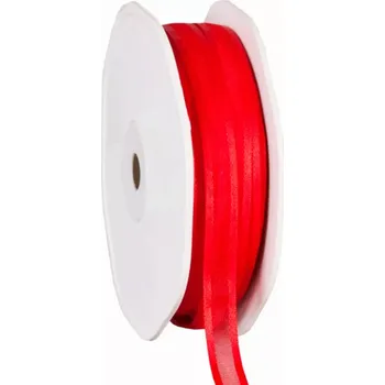 Stuha Organza se saténovým lemem 10 mm x 50 m červená