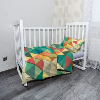 Povlečení Sablio Mikroplyšové dětské povlečení do postýlky Trojúhelníky - 120x90 / 40x60