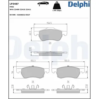 Brzdová destička Sada brzdových destiček, kotoučová brzda DELPHI LP3487