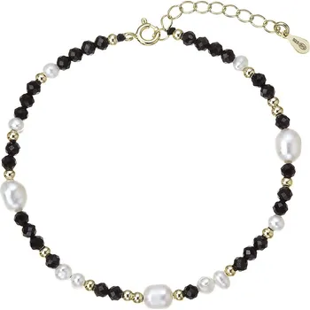 Náramek EVOLUTION GROUP CZ Pozlacený náramek s perlami a spinely - 13113.3