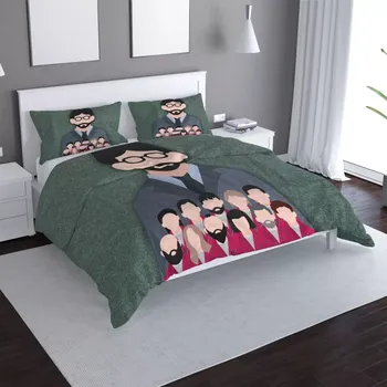 Povlečení Sablio Povlečení Money heist Profesor a jeho tým Zelená - 140x220 / 90x70