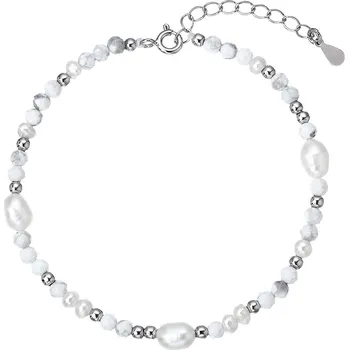 Náramek EVOLUTION GROUP CZ Stříbrný náramek s perlami a howlity - 13113.1