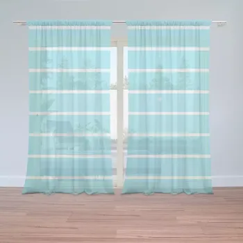 Záclona Sablio Záclony Bílé pruhy na modré: 2ks 150x250cm